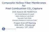 Composite Hollow Fiber Membranes for Post Combustion … Library/Research/Coal/ewr/co2/CO2... · Composite Hollow Fiber Membranes for Post Combustion CO 2 Capture DOE Award: DE-FE0007514