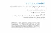 Errata and Revisions - National Grid Grid / Specifications for Electrical Installations / Errata and Revisions ESB 750 Series / Sep. 2010 For the latest authorized version please refer