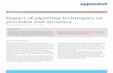 Impact of pipetting techniques on precision and accuracy · PDF file · 2016-02-16Optimum handling of manual pipettes Irrespective of the dispensing technique used, the following