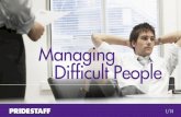 Managing Difficult People - PrideStaff · PDF file7/14 MANAGING A SNIPER Snipers make comments during group interactions that cut other people down and nitpick every idea on the table.