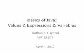 Basics of Java: Expressions & Statements · PDF fileBasics of Java: Values & Expressions & Variables Nathaniel Osgood ... •We term the ^scope of the variable the region of a Java