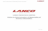 LITL Policy on Determination of Materiality - Lanco Infratechlancogroup.com/pdf/CS/LITL_Policy on Determination of Materiality... · Policy on Determination of Materiality of Events