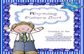 Rhyming Picture Sort - Hempfield Area School District Picture Cards Rug Bug Boy Toy. Barn Yarn Cap Nap Bee Tree. Cone Tie Eye Bone Boat Coat. Clown Down Frog Dog. Mucho Thanks! For