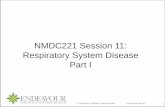 NMDC221 Session 11: Respiratory System Disease Part I · PDF fileNMDC221 Session 11: Respiratory System Disease Part I ... Gaseous exchange: ... o Free radicals produced by smoking