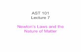 AST 101 Lecture 7 Newton’s Laws and the Nature of · PDF fileAST 101 Lecture 7 Newton’s Laws and the ... •Quantified the laws of motion, ... a force on you to keep you within