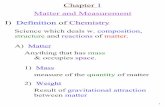 Chapter 1 Matter and Measurement I) Definition of …rzellmer/chem1250/...Chapter 1 Matter and Measurement I) Definition of Chemistry Science which deals w. composition, structure