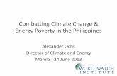 Combatting Climate Change & Energy Poverty in the  · PDF fileCombatting Climate Change & Energy Poverty in the Philippines ... solar and wind