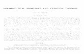 HERMENEUTICAL PRINCIPLES AND CREATION · PDF fileHERMENEUTICAL PRINCIPLES AND CREATION THEORIES ... in the realms of history and science in this narration of first ... of a given passage