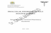 PRACTICAL PHARMACEUTICS DOSAGE FORM-I - Manspharfac.mans.edu.eg/media/clinic_main_menu/news_1092343883.pdf · PRACTICAL PHARMACEUTICS DOSAGE FORM-I For ... Pharmaceutical dosage forms