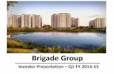 Q1 Investors Presentation 2014-15 · PDF fileInvestor Presentation ... Real Estate 61% Lease Rentals 23% Hospitality 16% 22% Contribution to Total Revenue ... Club* 89 44.5 45