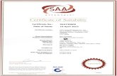 Certification for Inverter.pdf · IEC 62109-1 Ed. 1.0 IEC 62109-2 Ed. 1.0 Nil SAA140281 or RCM 10 March 2014 10 March 2019 CERTIFIED For and on Behalf of SAA Approvals Pty Ltd