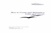 OpenOffice: How To Create And Maintain A Table Of Contents€¦ · How to Create and Maintain a Table of Contents How to Create and Maintain a Table of Contents Version 0.2 First