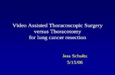 Video Assisted Thoracoscopic Surgery versus Thoracotomy ... · Video Assisted Thoracoscopic Surgery versus Thoracotomy for lung cancer resection Jess Schultz 5/15/06. ... • Method