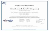 Certificate of Registration Kirkhill Aircraft Parts Co ... · The manufacturing and/or worldwide distribution of precision components to the aviation industry. ... Kirkhill Aircraft