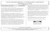 OUR REDEEMER LUTHERAN CHURCH … REDEEMER LUTHERAN CHURCH NEWSLETTER ... Jackie and Jim DeMieri, Kim Fitzgerald, Stephanie Ragusa, and family, Shannon Kennedy and her dad, Samantha
