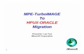 MPE-TurboIMAGE To HPUX-ORACLE Migration · • Generate TurboIMAGE and ORACLE Transformation Map ... • Create ORACLE Physical Database, ... multiple DBLOCK calls and multiple-lock-entries