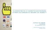 LE MARKETING DE LA CIGARETTE ÉLECTRONIQUE: … · Vente autorisée de cigarettes électroniques sans nicotine (Loi sur les denrées alimentaires, ... PROJET DE LOI SUR LES PRODUITS