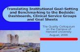 Translating Institutional Goal-Setting and Benchmarking … · Translating Institutional Goal-Setting and Benchmarking to the ... Infarction Community Acquired Pneumonia ... care