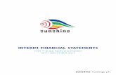 INTERIM FINANCIAL STATEMENTS - Sunshine … for gratuity liability 274,045,580 258,319,000 ... Equity attributable to owners of the company 2,758,439,451 2,914,483,595