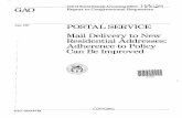 J&e 1987 POSTAL SERVICE - Government … Ijecommendations to To improve local adherence to the Postal Service’ s policy on providing the Postmaster General options for mail delivery