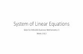 System of Linear Equations - WordPress.com ·  · 2017-01-20System of Linear Equations Slide for MA1203 Business ... Linear Supply Function An equation that expresses the relationship