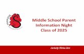 Middle School Parent Information Night Class of 2025 · Middle School Parent Information Night Class of 2025 ... Life in the 6th Grade ... MIDDLE SCHOOL SUCCESS 2 (1 QUARTER)
