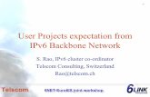 User Projects expectation from IPv6 Backbone Network · User Projects expectation from IPv6 Backbone Network ... Static IP address allocation on demand, ... DANTE TEN 155 SWITCH ATM