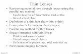 No Slide Title - Las Positas Collegelpc1.clpccd.cc.ca.us/lpc/molander/PDFs/Thinlens.pdf• Lens maker’s formula and lens shapes • Parallel ray method for thin lenses • Image