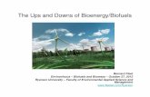 The Ups and Downs of Bioenergy/Biofuels - …environfocus.com/wp-content/uploads/2012/08/RE-Workshop...The Ups and Downs of Bioenergy/Biofuels Bernard Fleet Environfocus – Biofuels