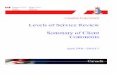 Levels of Service Review Summary of Client Comments · Levels of Service Review Summary of Client Comments ... An on-line questionnaire was available ... enough to deal with a spill