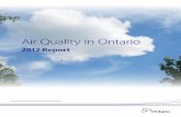 Air Quality in Ontario 2012 Report · solvent use accounting for approximately 27 ... Air Quality in Ontario, 2012 Report 5 3.0 Fine Particulate Matter (PM ... from Ontario’s PM2.5