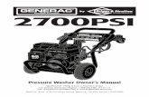 2700 PSI - pressureparts.com · Model No. 1676-0 (2,700 PSI Pressure Washer) Manual No. 190193GS Revision 1 ... Generac 2,700 PSI Pressure Washer WARNING! Never fill fuel tank completely