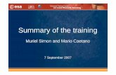 Summary of the training - ESAearth.esa.int/landtraining07/D5L2-Simon.pdf · Summary of the training Muriel Simon and Mario Caetano 7 September 2007. ... Microsoft PowerPoint - D5L2-closing-session-Simon.ppt