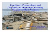 Emergency Preparedness and Continuity of Operations … ·  · 2006-09-20Emergency Preparedness and Continuity of Operations Planning Manual for Best Practices ... •Recovery Equipment