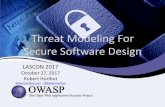 Threat Modeling For Secure Software Design - Sched · Threat Modeling For Secure Software Design ... October 27, 2017 Robert Hurlbut RobertHurlbut.com • @RobertHurlbut. ... (* Quoted