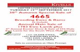 30 th Autumn Special Sale of 4665 - Kivells · 30th Autumn Special Sale of 4665 Breeding Ewes & Rams ... DS & J Brewer, Higher Roscullion, ... NEMSA, ex-Kirkby Stephen/Bentham, ...