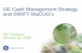 GE Cash Management Strategy and SWIFT MaCUG’s Cash Management and SWIFT MaCUG’s Introduction GE Treasury and Cash Management Major Operation Services Platforms GE Businesses and
