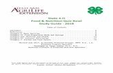 State 4-H Food & Nutrition Quiz Bowl Study Guide - 2018 · Food & Nutrition Quiz Bowl Study Guide - 2018 ... (AND, 735-737) 11. What words on a food label, other than “sugar,”