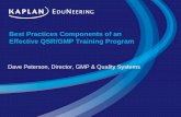 Best Practices Components of an Effective QSR/GMP Training Program · Best Practices Components of an Effective QSR/GMP Training Program ... ¾Often the case with many processes.