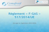 Règlement « F-GAS » 517/2014/UE - Expert du froid, de la ... ind a – Applicable au 07/01/2013 І F-GAZ 517/2014/UE Le Cemafroid Préambule Mise sur le marché Confinement Traçabilité