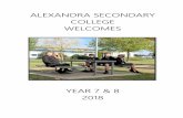 ALEXANDRA SECONDARY COLLEGE WELCOMES Students and Parents, This booklet is designed to help both parents and students learn more about Alexandra Secondary College. A.S.C. is a school