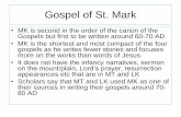 Gospel of Mark - 3catholicparishkck.com3catholicparishkck.com/docs/bible-study/Gospel-of-Mark.pdf · • Two OT motifs merge in the Gospel of Mark. ... Jerusalem and on the way predicts