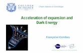 Acceleration of expansion and Dark Energy - Collège de … · Acceleration of expansion and Dark Energy ... ne m = R(t) ~e EdS R(t)~tR(t) ~t2/3 ... keeps the same value in all point
