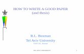 HOW TO WRITE A GOOD PAPER (and thesis) - TAUboxman/Write Journal Paper -TAU ENG Arpil 2017... · HOW TO WRITE A GOOD PAPER (and thesis) R.L. Boxman Tel Aviv University ... Lesson