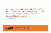 Australasian guidelines for the management of · PDF filefor the management of pancreatic exocrine ... Use of PERT after gastric surgery ... ePFT endoscopic Pancreatic function test