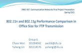802.11n and 802.11g Performance Comparison in Office …ljilja/ENSC427/Spring15/Projects/team6/ENSC427... · 802.11n and 802.11g Performance Comparison in Office Size for FTP Transmission