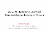 CS 6375: Machine Learning Computational Learning vgogate/ml/2014f/lectures/colt.pdfCS 6375: Machine Learning Computational Learning Theory ... the presentation of training examples,