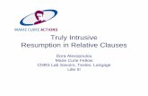 Truly Intrusive Resumption in Relative Clauses  Intrusive Resumption in Relative Clauses Dora Alexopoulou ... ¾Asymmetry between relative clauses and ... grammaticisation.ppt