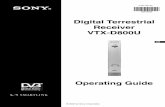 Digital Terrestrial Receiver VTX-D800Udownload.sony-europe.com/pub/manuals/eu/VTX-D800.pdf · Digital Terrestrial Receiver VTX-D800U ... Connecting your TV and VCR- - - - - - - -