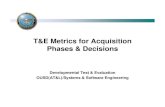 T&E Metrics for Acquisition Phases & DecisionsE Metrics for Acquisition Phases & Decisions Developmental Test & Evaluation OUSD(AT&L)/Systems & Software Engineering DEVELOPMENTAL TEST